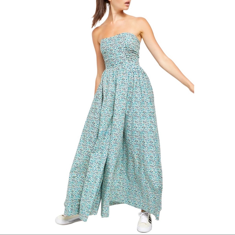 Free People Strapless Floral Jumpsuit